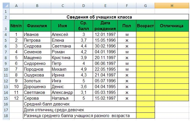 Подсчет числа строк в microsoft excel