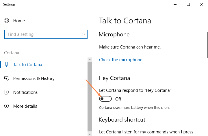 Удалить и удалить все личные данные cortana под windows 10