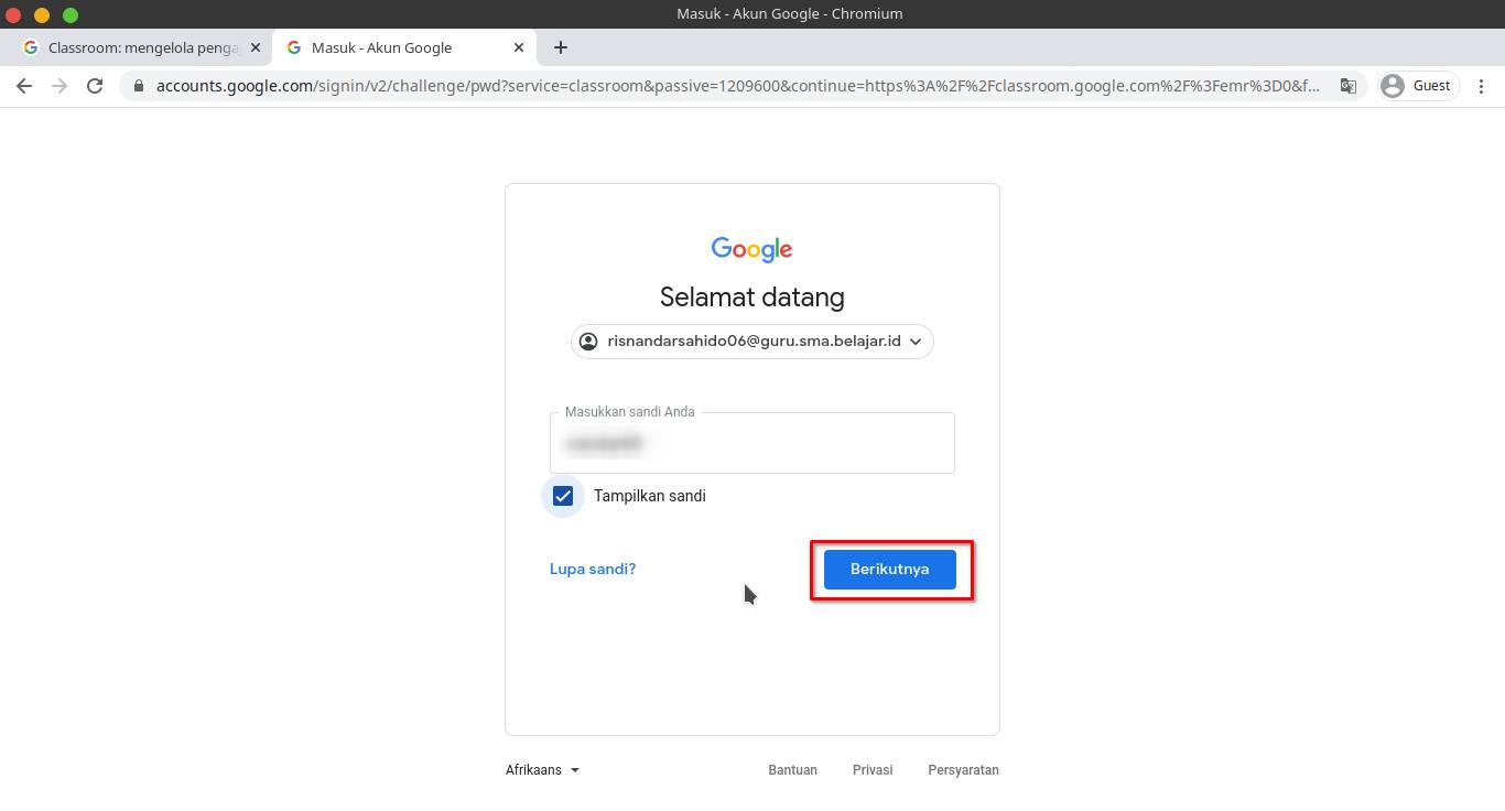 Sign in - google classroom