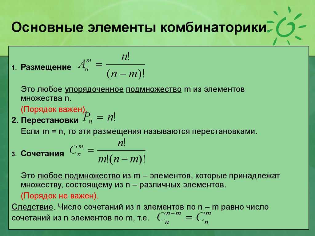 Формулы комбинаторики