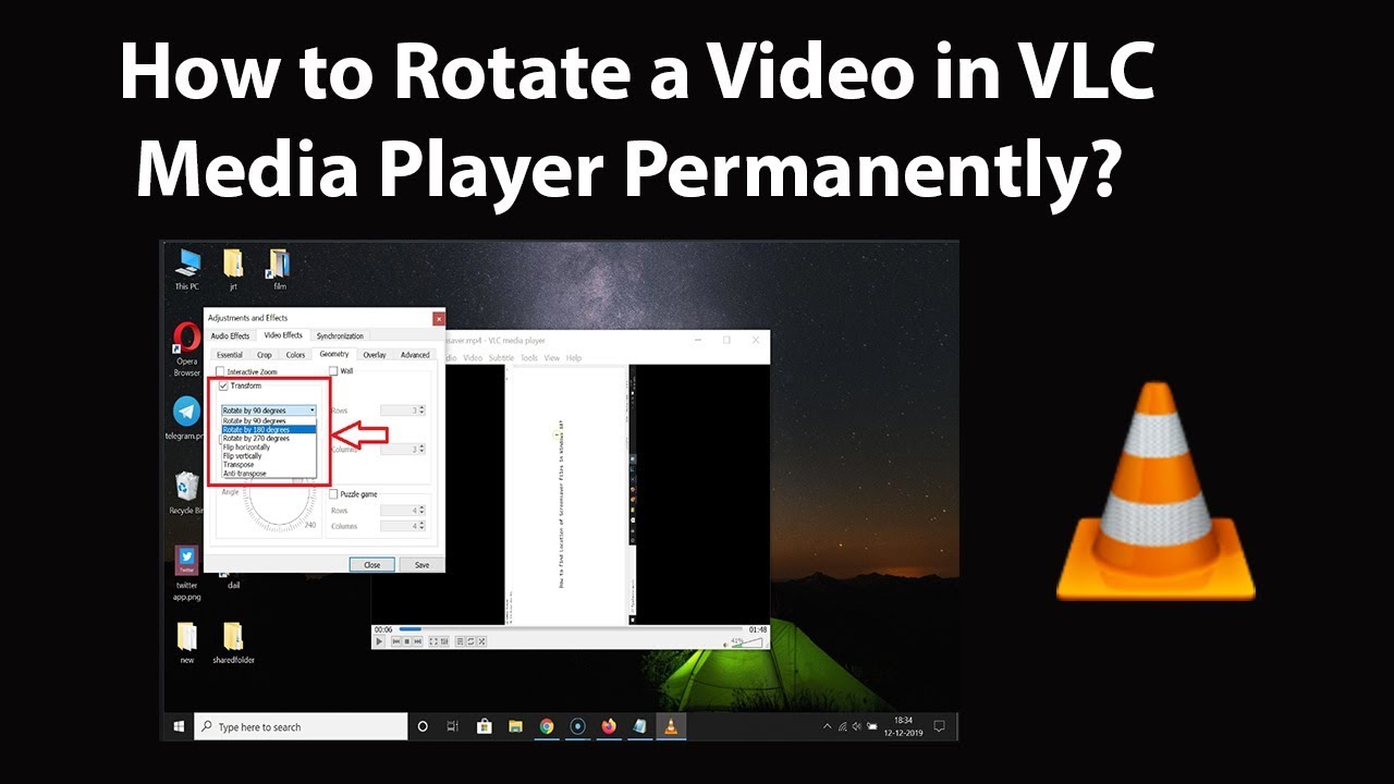 Как перевернуть видео в vlc media player