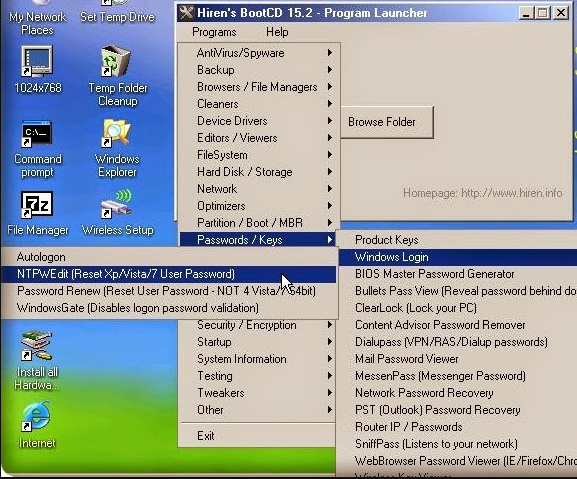 Hirens boot cd 17.2