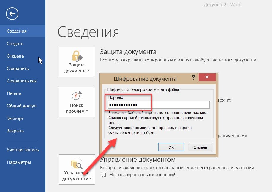 Как поставить пароль на файл word