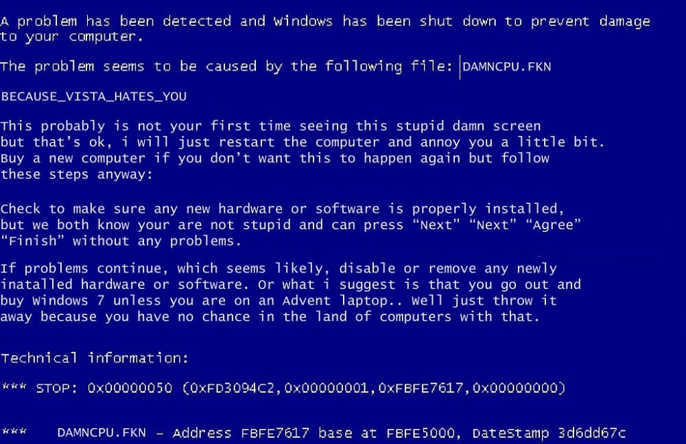 Приводится описание способов, которые помогут создать BSOD в Windows собственноручно Причём методы вызова синего экрана смерти позволят подшутить над друзьями, и приобрести опыт при решении проблем с BSOD реальными