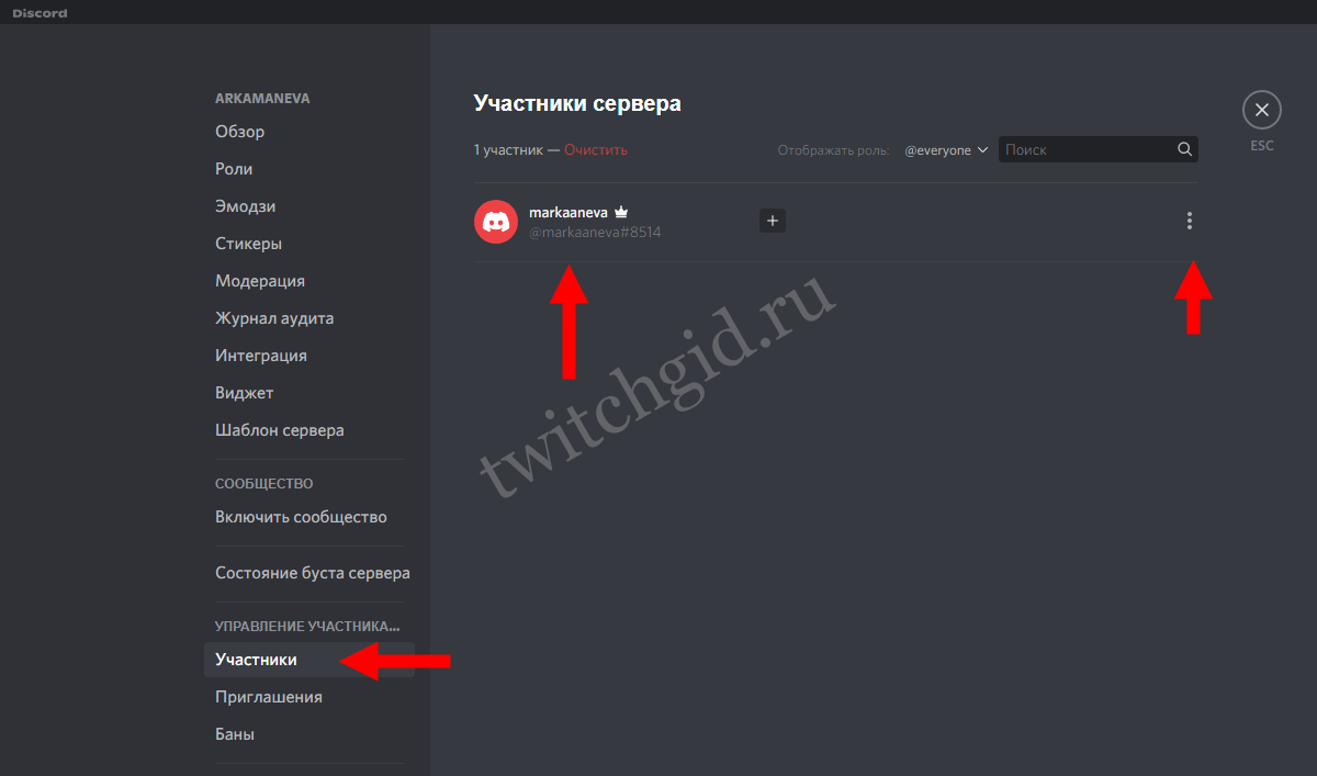 Управление ролями в discord
