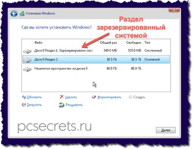 При установке windows 10 зарезервировано системой 50 мб