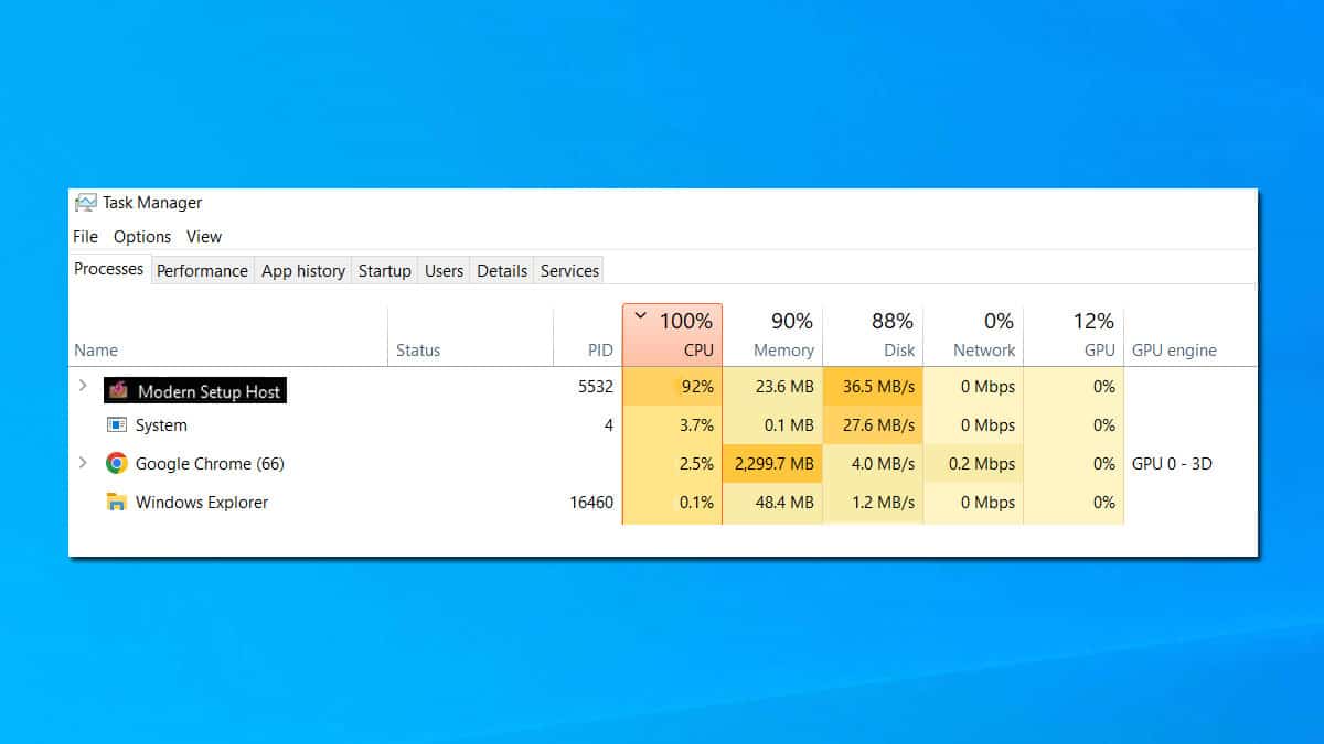 What is modern setup host and how to fix high disk usage by modern setup host?