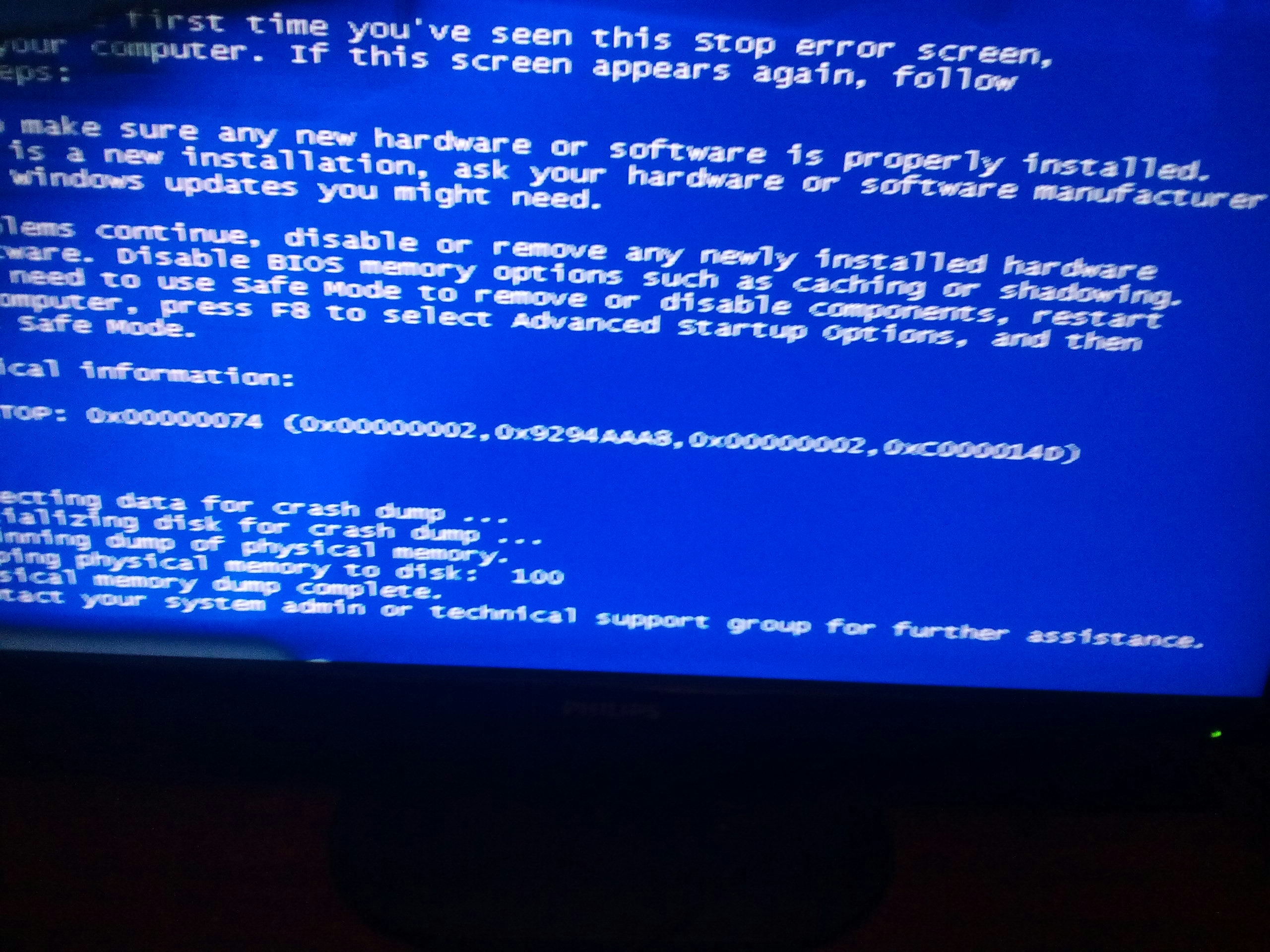 0x00000074 как исправить синий экран в windows 7 — решение